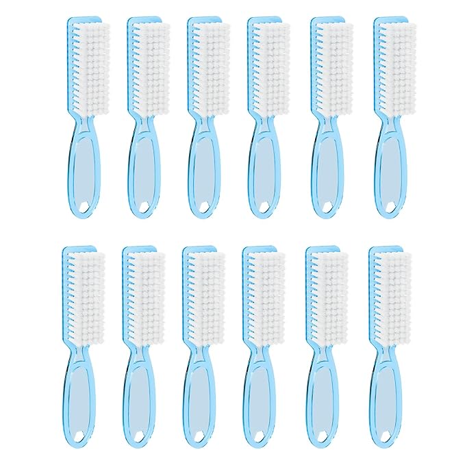 12 Pcs Handle Grip Cleaning Brushes, Hand Fingernail Nail Scrub Manicure Brush Pedicure Brush, Use for Toe and Nails Cleaning (Clear Blue)