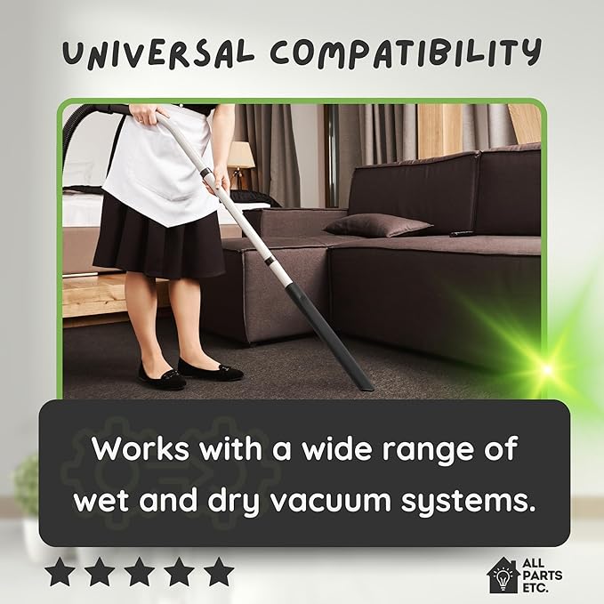 Crevice Tool for Vacuum Cleaners, 1.25-inch Wet/Dry Vacuum Attachment, 13.5-inch Extra-Long Design, Compatible with Shop Vac, Bissell, Nutone, Eureka, Beam & Central Vacuums