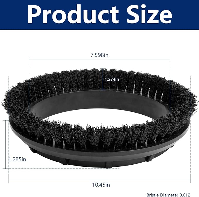 237049 Black Nylon Carpet Brush Replacement for Oreck Commercial ORB550MC, ORB600MW, ORB700MC Orbiter Floor Machines,12" Diameter, 0.012" Bristle Diameter