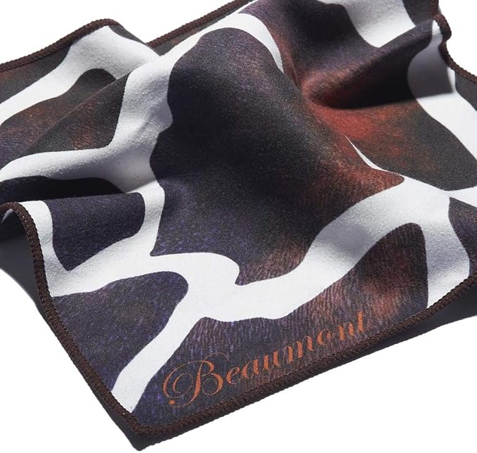 Beaumont Musical Polishing & Cleaning Patterned Giraffe Instruments Trumpet Clarinet Sax Flute Recycled Microfibre Cleaning Cloth Brass Silver 25 x 25cm (BFC-G)
