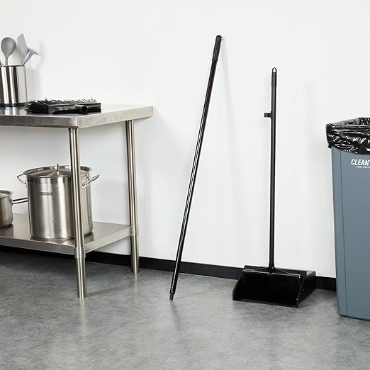 Restaurantware-BROOM HANDLE ONLY: Clean Tek Professional 48 Inch Threaded Broom Handle, 1 Angled Stick - Head Sold Separately, Ergonomic, Black Steel For Cleaning