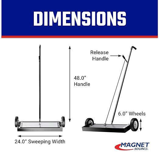 Master Magnetics Heavy Duty Magnetic Sweeper - Heavy Duty Push-Type with Release, 24" Sweeping Width, MFSM24RX