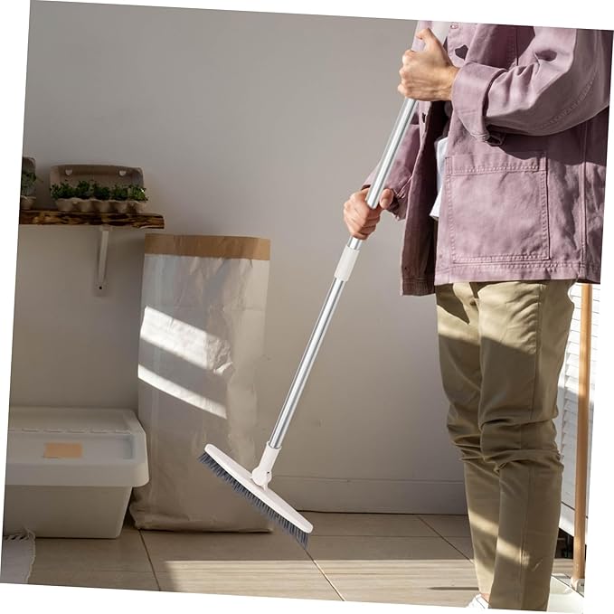 Rotatable Long Handle Floor Gap Brush with Stiff Bristles for Deep Corner Cleaning Multi Use Scrub Tool for Window Tracks Shower Doors Bathroom Grout and Sliding Door Crevices