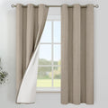 YoungsTex Taupe Linen Blackout Curtains for Bedroom 63 Inch Length, Thermal Insulated Full Room Darkening Window Drapes Heat Blocking for Living Room, 2 Panels, 38 X 63 Inch