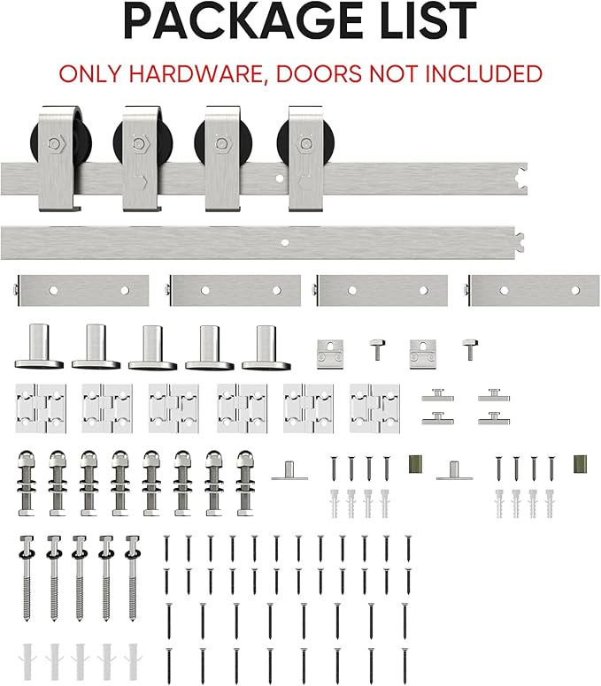 60'' Bi-Fold Sliding Barn Door Hardware Track Kit for Four 14'' Doors,Side Mount Installation,Heavy Duty Roller,Smoothly and Quietly - Brushed Nickel(Doors Not Included)