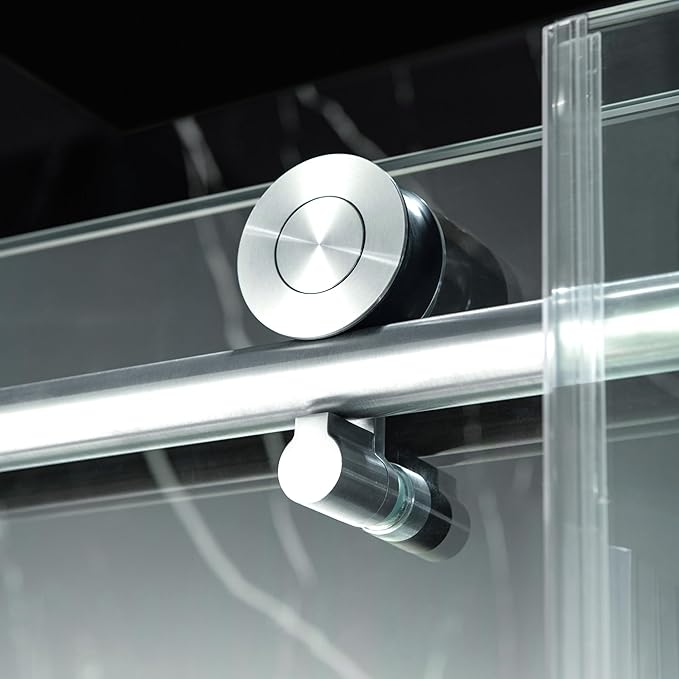 Woodbridge Frameless Single Sliding Shower Doors in Polished Chrome Finish, 57.5-60" Width x 62" Height with 3/8"(10mm) Clear Tempered Glass, Soft Close System and Explosion-Proof Film, BSDC6062-C