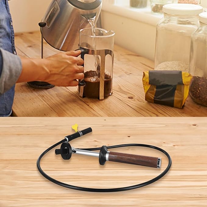 Espresso Cleaning Brush For Coffee Machine Steam Wand,Temperature Resistant Nylon Bristles, Solid Walnut Handle With Anti-Scalding, Silicone Vent Pipe, 26 Cm Steam Wand Cleaning Brush
