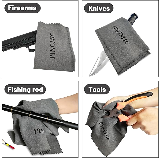 PINGMIC 12 ''×12 '' Silicon Gun Cloth and Gun Cleaning Cloths, for Firearm Cleaning and Polishing - Lint-Free Gray Cloth
