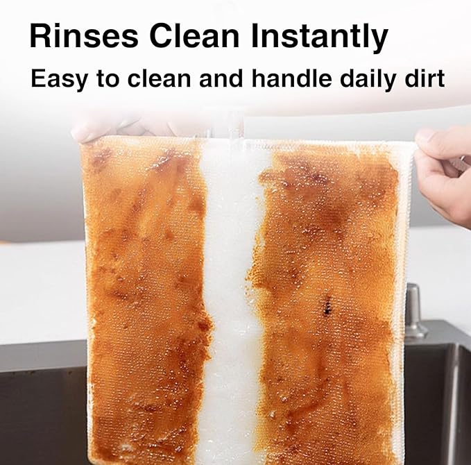 Bamboo Fiber Dish Cloths for Kitchen, Reusable Dish Towels,Double Layered, Super Absorbent, for Cleaning, Washing, and Drying Multipurpose Cleaning Rags for Home Pack of 5