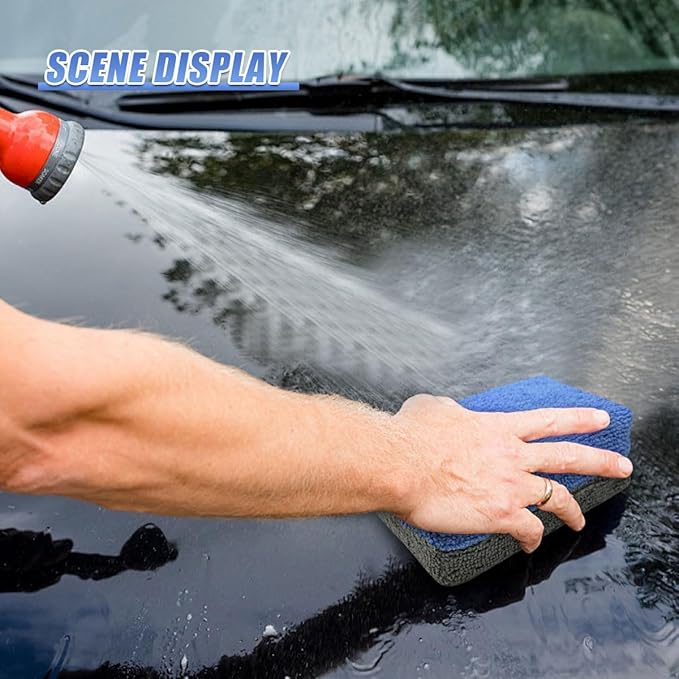 3PCS Microfiber Applicator Pads, Soft No-Scratch Car Wash Sponge, Washable Reusable Ceramic Coating Applicator, Car Paint Detailing Polishing Supplies for Wax Sealant (Blue)