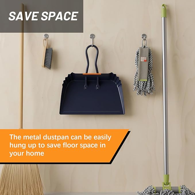 Heavy-Duty Black Metal Dustpan,17",Dust Pan with Handle,Large Dust Pans,Ideal for Industrial/Commercial/Indoor/Outdoor Professional Debris Collection & Home Cleaning (17inch_1PCS)