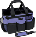 Wearable Cleaning Caddy Bag,Cleaning Supply Tote for Cleaning Supplies, Cleaning Organizer with Adjustable Shoulder and Waist Straps for Cleaners & Housekeepers (Purple and Black, Large)