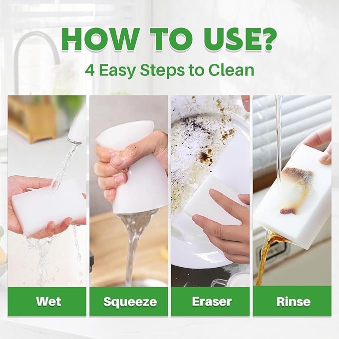 Magic Melamine Sponge Eraser, 25 Pack Disposable Magic Cleaning Erasers in Bulk, No Scratch & Super Absorbent, Multi-Functional Melamine Foam Sponges for Bathroom Window Shoes Kitchen