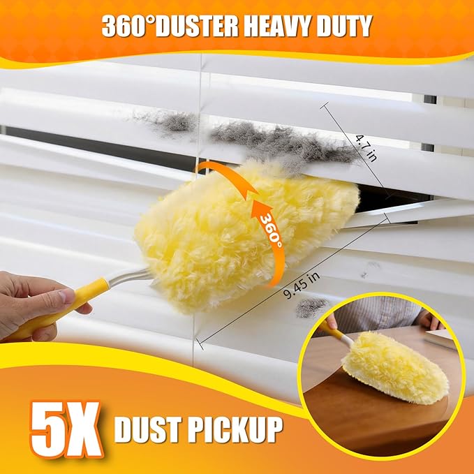 20 Count 360° Heavy Duty Duster Refills, Compatible with Swiffer Duster, Larger Size Disposable Electrostatic Microfiber Dusters, 4X Thick Cleaning Dusters, Unscented