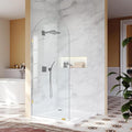 Bathroom Glass Shower Door Panel, 30" W x 78" H Fixed Frameless Shower Doors with Clamps, 3/8"(10mm) Thick Clear Tempered Glass Shower Screen Single Panel for Walk in Shower (Brushed Gold)