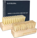 Portable Shoe Cleaning Brush Set of 2 Brushes with Soft and Medium Bristles, Premium Sneaker Cleaner Brushes for Leather, Suede, Canvas, Textile, Bags and Accessories.