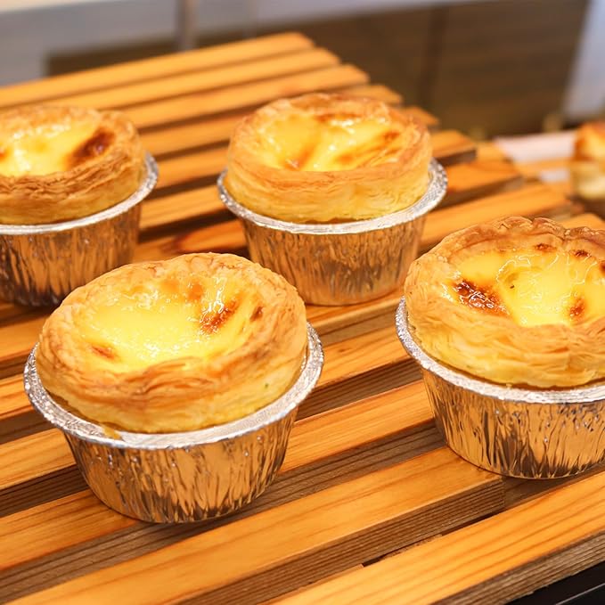 Aluminum Foil Baking Cups 150 Pcs, SUPPHOUS 4 Oz Disposable Ramekin Aluminum Cupcake liners, Silver Foil Baking Cups Muffin Liners for Cupcake, Baking, Egg Tart, Pudding, Creme Brulee