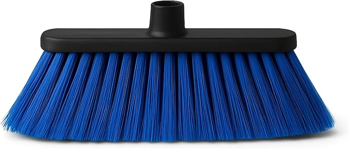 Aria Blue Broom Head – 13” Sweeping Surface – Heavy-Duty Soft Bristles with Flagged Magnetic Effect – Universal Thread – Recycled PP – Deep Indoor/Outdoor Sweeper(Blue, ARIA)