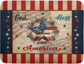 4th of July God Bless Dish Drying Mat for Kitchen Counter,American Flag Star Patriotic Independence Day Drying Mat 18 x 24 Inch with Absorbent Reversible Microfiber Drying Pad for Coffee Bar