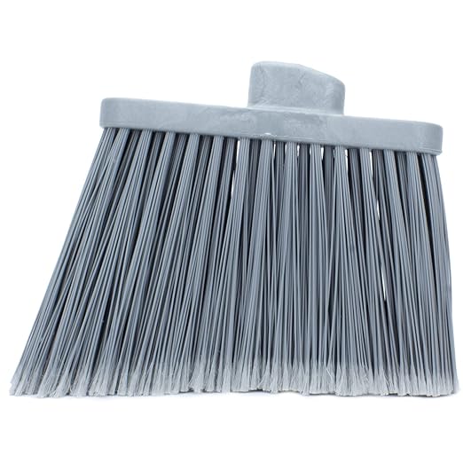 SPARTA Plastic Broom Head, Angled, Flagged for Small Debris Indoor, Outdoor, Home, Restaurant, Lobby, Office, 12 Inches, Gray, (Pack of 12)