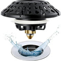 Bathtub Drain Stopper, Pop Up Tub Stopper Plug with Bathtub Drain Hair Catcher Cover, Universal for 1.45 in to 1.8 in Tub Drain, Matte Black