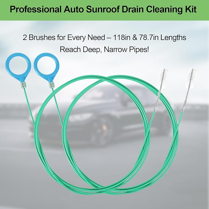 Auto Sunroof Drain Cleaning Tool Long Flexible Drain Brush for Clogged Pipes Tube Cleaning Brush for Car Sunroof, Car Wiper, Fuel Tank Drain Hole, Door Drain Hole, Sunroof Drain Pipe(2 Pack)