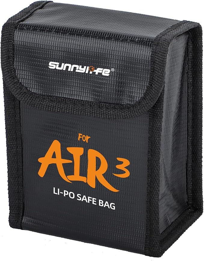 Lipo Battery Safe Bag for DJI Air 3s/Air 3, Explosion-Proof Nylon lithium Battery Fireproof Bag Protection Storage Pouch Pocket Case Accessories (Medium - for 2pcs batteries)