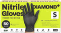 SUPER+ HEAVY DUTY Nitrile Gloves 8 Mil Diamond Texture Disposable Chemical Resistant Powder &Latex Free Food Safe Black 50 Ct