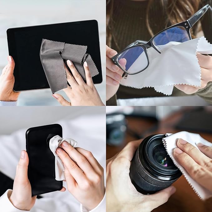12Pack Assorted Colors Microfiber Cleaning Cloths,6x7in for Cleans Lenses, Glasses, Screens, Cameras, iPad, iPhone, Eyeglasses, Cell Phone, LCD TV Screens