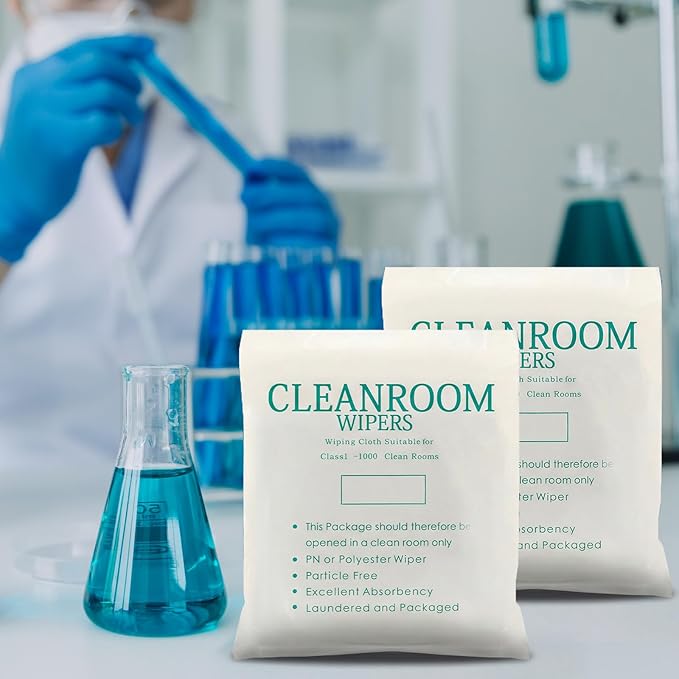 Cleanroom Cloth Wipes 4"x4" (bag of 400 Pcs) Microfiber Lint Free Cloth Disposable Clean Cloths Laser Sealed Edge for Lab Semiconductor Industries and Printing