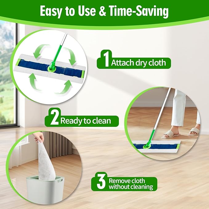 XL Dry Sweeping Cloths Compatible with Swiffer Sweeper XL Mop, Disposable Sweeping Dry Pads Refill, Dry Floor Cloths to Clean Dust, Dirt, Pet Hair, 40 Count