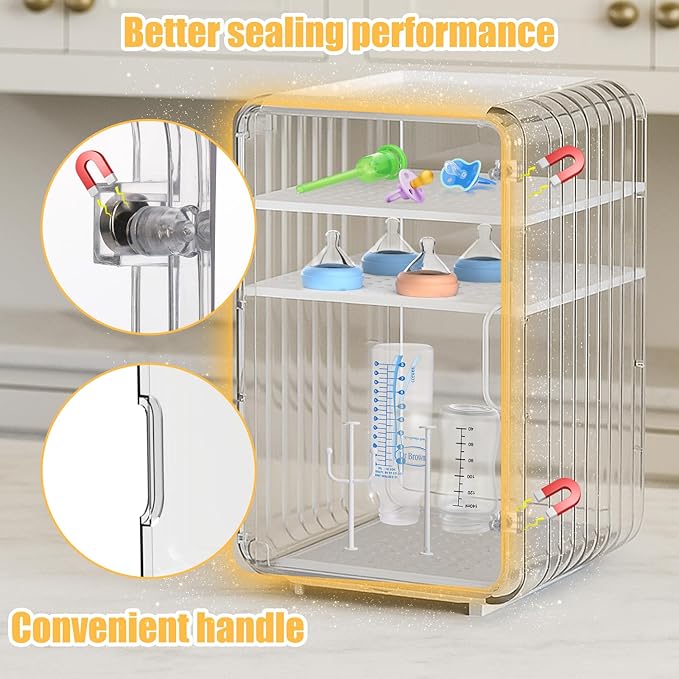 Palksky Baby Bottle Organizer for Storage,Baby Bottle Drying Rack for Countertop Organizer,Clear Space-Saving