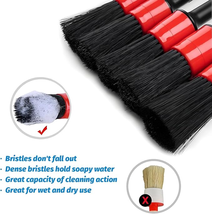 5PCS Car Detailing Brush Set, Ultra Soft Bristle No Scratch Vehicle Air Vent Dust Cleaning Brush, Automotive Interior Exterior Cleaner Tool Kit, Universal for Most Vehicles