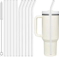 PROOCI 10-Pack 12" Replacement Straws for Stanley & Yeti 30oz-40oz Cup Tumbler, Food Grade Tritan Plastic Reusable Straws with Cleaning Brush, Clear Long Straw for Drinking Smoothie, Cocktails, Juice