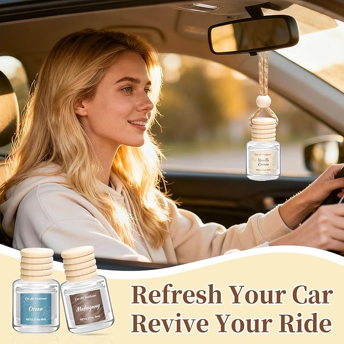 6 Pack Car Air Freshener - Valentines Day Gifts for Her, Hanging Air Freshener Essential Oil Diffuser, Romantic Car Scents Cute Auto Decor Gifts for Women/Men