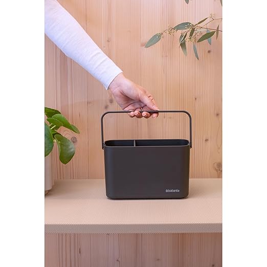 Brabantia SinkSide Cleaning Caddy with Handle - Dark Gray | Cleaning Products Organiser & Storage |Ergonomic & Compact Basket for Cleaning Tools