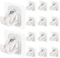 14PCS No Drill Curtain Rod Brackets No Drilling Self Adhesive Curtain Rod Holder Hooks Nail Free Adjustable Curtain Rod Hooks Curtain Hangers for Bathroom Kitchen Home Bathroom and Hotel (White)