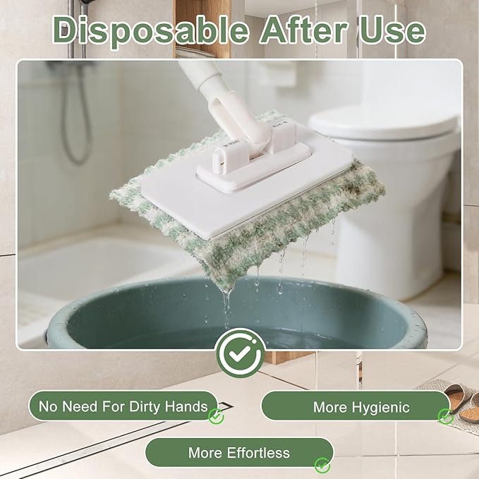 Disposable Dust Mop with 10 Reusable Cloths,Mini Foldable Mop,No-Touch Attach & Remove Cloth Instantly,Small Disposable Dust Mop Set for Multi Surface Cleaning(Kitchen House, Dorm)