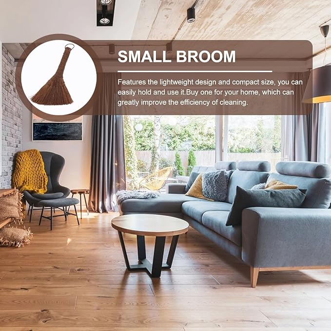 Small Cleaning Broom for Home Lightweight Sweep The Bed Brush Soft Synthetic Bristles Mini Hand Broom Hanging Rope for Furniture and Carpet Dust Removal Compact