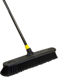 Quickie Cleaning Bulldozer 24-Inch Push Broom, 60-Inch Steel Handle, Smooth Surface Bristles, with Scraper for Stuck on Mess, Indoor/Outdoor Floors in Home/Garage/Basement/Driveway Use