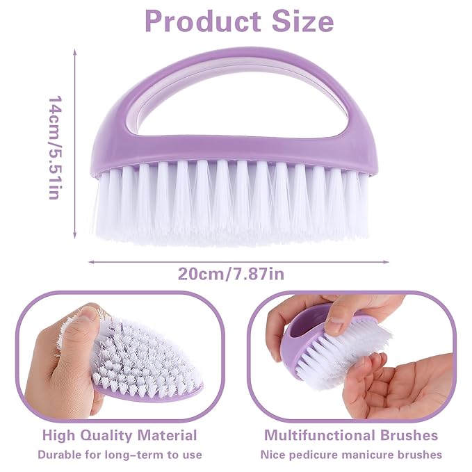Cobee 2 Pack Hand Nail Brush for Cleaning Fingernails Durable Stiff Bristles Nail Scrub Brush Cleaner with Handle Heavy Duty Deep Nail Cleaning Scrubber for Men Fingernails Toes Garden(Green, Purple)