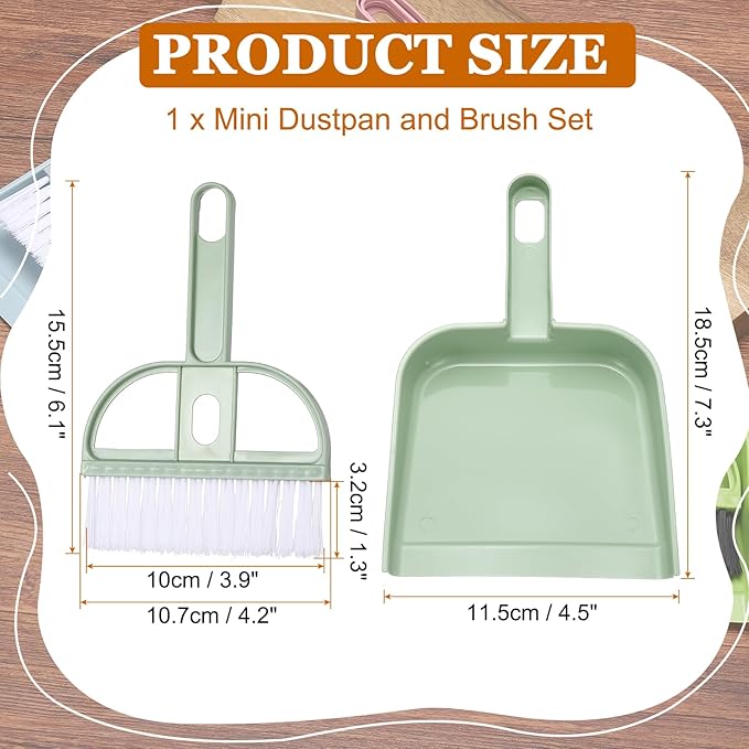 uxcell Mini Dustpan and Brush Set, Small Broom and Dustpan Set for Home Office Tabletops Sofas Keyboards Cleaning, Green