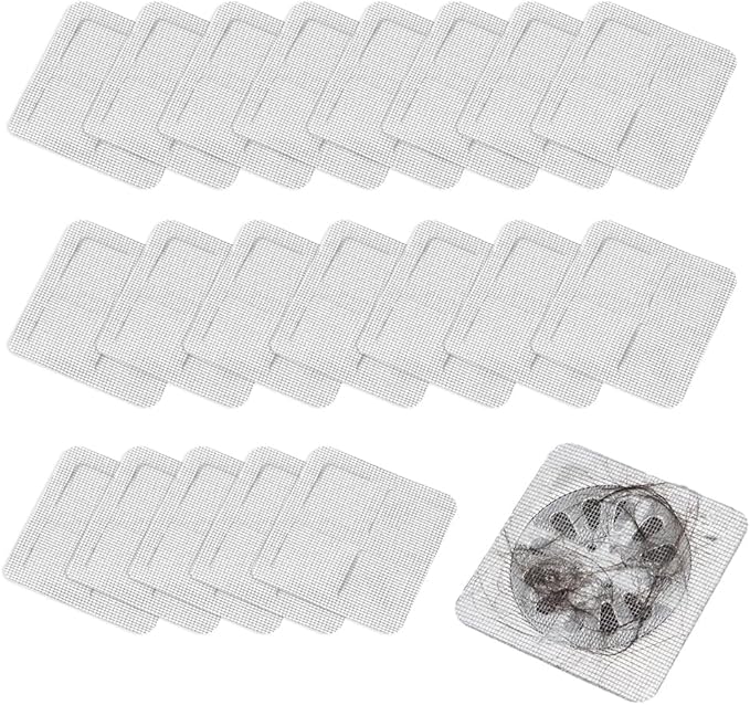 Disposable Shower Drain Hair Catcher, Disposable Hair Drain Stickers Drain Mesh Cover Bathroom Shower Drain Protector for Bathroom Laundry Kitchen Sink for Human and pet Hair (30)