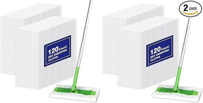 Orighty Dry Sweeping Cloths, Mop Pads Refills Compatible with Swiffer Sweeper, 120 Count Disposable Duster Refills for Floor Mopping and Cleaning (Pack of 2)