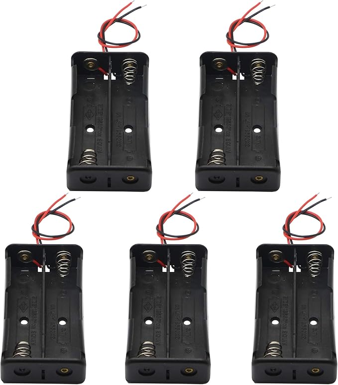 PNGKNYOCN 18650 Battery Clip, 2 Slots 3.7V DIY Battery Storage Box in Series Plastic Batteries Case YOUCHENG for 18650 Battery with Connect Lead(5-Pack)