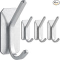 Paoli Heavy-Duty Adhesive Coat Hooks, Self-Adhesive Hooks, Multiple Colors and Styles, Maximum Load Capacity 25 lbs(4, Silver)