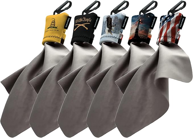 SPUDZ Ultra Patriot Variety Pack | Five 6" x 6" Microfiber Towels w/Neoprene Pouches | Premium Microfiber Cleaning Cloths for Laptops, Lenses, Cameras, Screens, and More | 5 Color Variety Pack