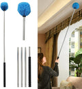 Cobweb Duster Brush with Extension Pole,Lightweight 5ft Long Spider Web Cobwebs Ceiling Fan Dust Cleaning Brush Kit with Washable Head for Furniture, Eaves, VentRoof House Cleaning up to 12.5ft