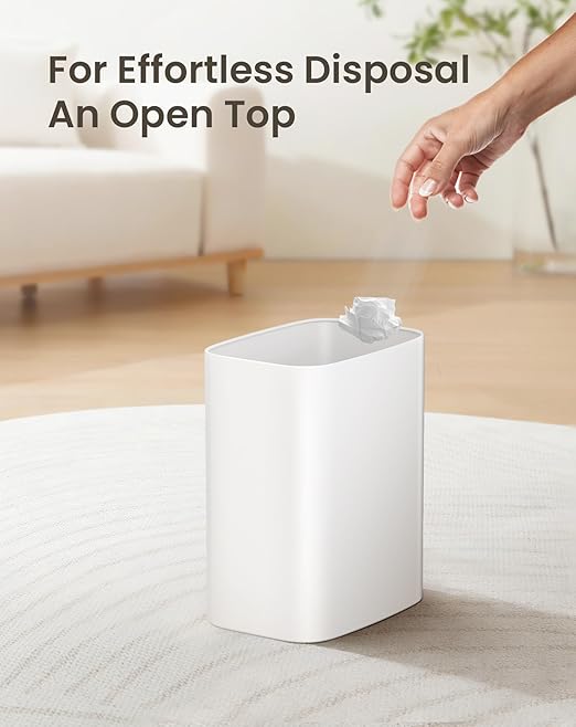 Cesun Small Bathroom Trash Can, 3.4 Gallon Metal Garbage Can, Slim Stainless Steel Waste Basket for Dorm, Bedroom, Office, Toilet, Near Desk, Under Sink (White)