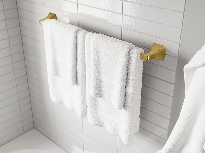 Pfister Bruxie Bath Towel Bar for Bathroom, 24-Inch, Wall-Mounted, Screw-In, Brushed Gold Finish, BTBBIE2BG
